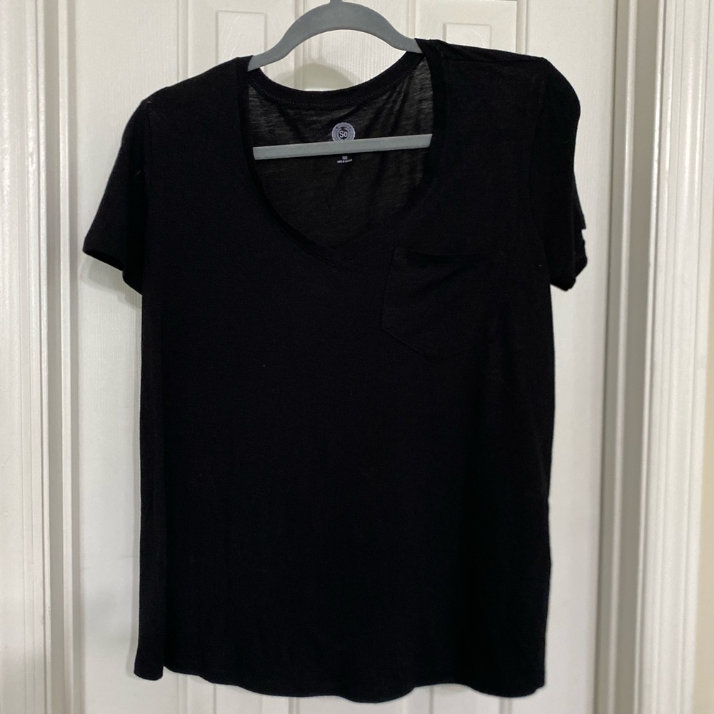 SO XXS Black Relaxed Pocket Tee
